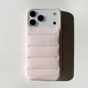 JTL Korean Cute Leather Down Jackets Soap Phone Case For IPhone 17 16 15 14 Promax Solid Color  Shockproof Protective Soft Cover
