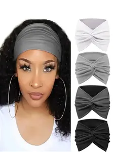 Women's 4-Piece Hairband Set, Fashion Soft Multicolor Headbands, Versatile Boho Style Accessories for Skincare, Sports, Yoga, Workout Headband, Fitness Sweat Band
