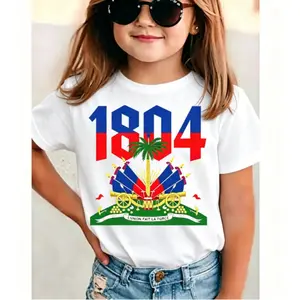 100 Percent Cotton Haitian Revolution 1804 Flag Independence Day T-Shirt for Boys and Girls Children's Clothing