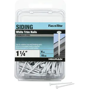 6 oz Stainless Steel White Trim Nails (1-1/4") | Exterior Finish Nails for Siding & Trim Installation | 304 Stainless Steel Fasteners for Treated Lumber, Exterior Trim & Construction