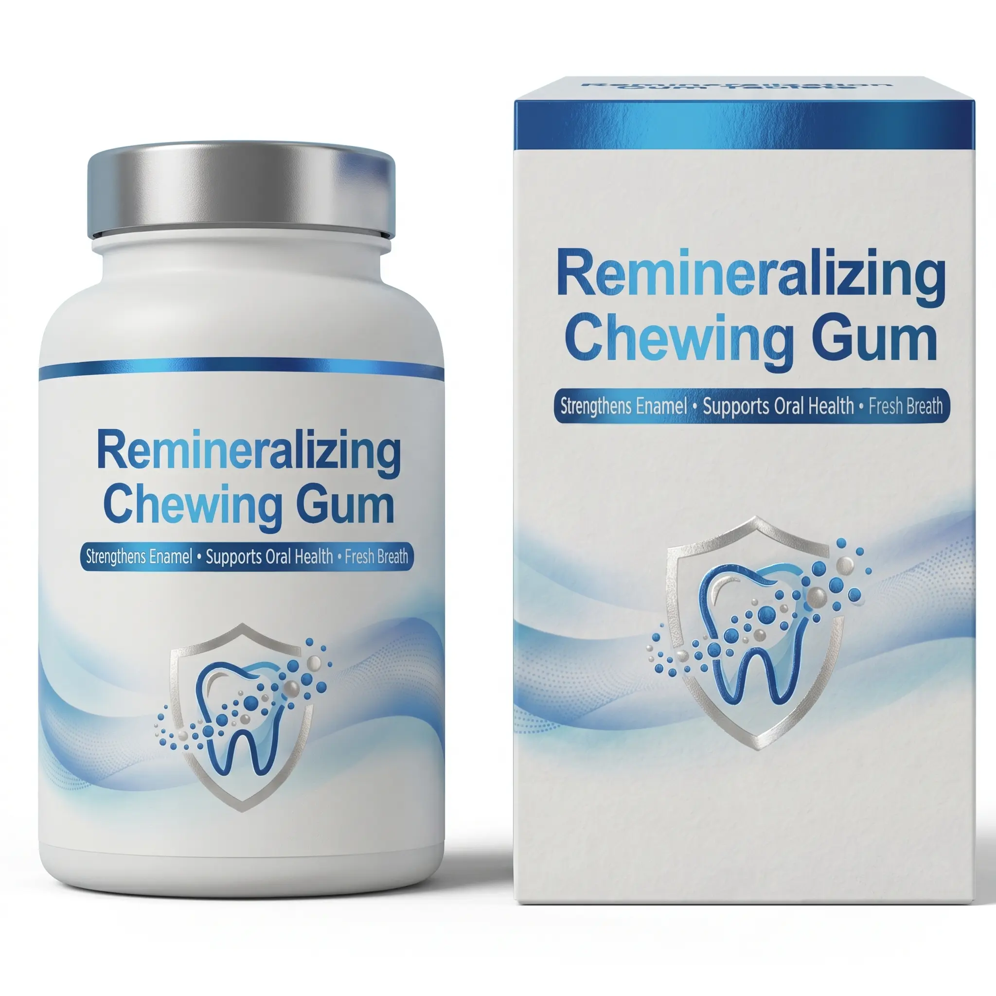 Sugar Free Remineralizing Chewing Gum with Calcium Phosphate Complex and Xylitol – Enamel Support Mint Tablets for Fresh Breath, Sensitive Teeth Care, and Post-Meal Oral Protection