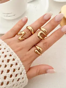4-piece thick domed ring set, Bohemian style