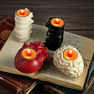 Heart & Brain & Spine Design Candle Holder, Aroma Candle, 1 Count Creative Candle Stand, Decorative Ornament, Home Fragrance Decor for Home Living Room Bedroom