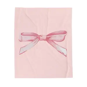 Blankets & Throws - Pink Blanket with Bow Design, Soft and Cozy, Ideal for Cuddling and Comfort