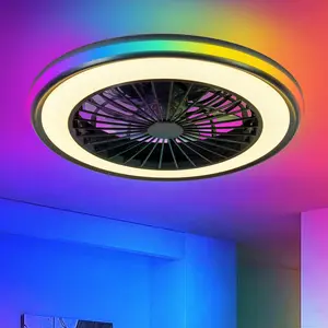 20" RGB Ceiling Fan with LED Light – 6 Speed Adjustable, 3000K-6000K Dimmable, App & Remote Control