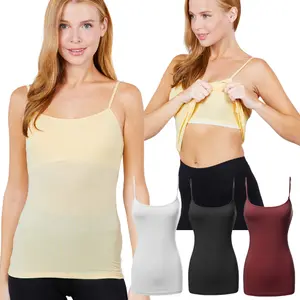 Women's Essential Soft Cotton Short Camisole Breathable Tank Top with Built-In Shelf Bra