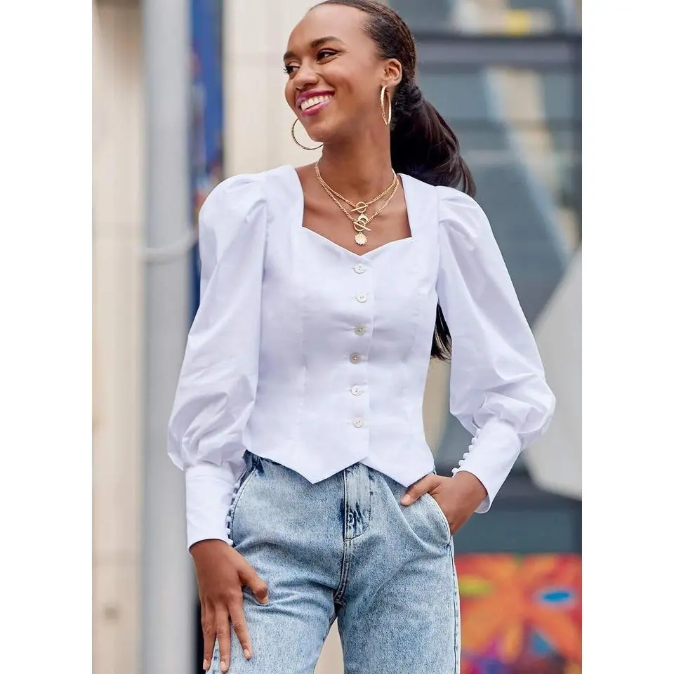 'S M8181A5 Misses Prairie Puff Sleeve Peasant Top Sewing Patterns Kit, Design Code M8181, Sizes 6-14