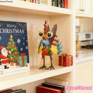 Colorful Metal Rooster Statue Animal Art Patio Decoration Durable Farmhouse Style Outdoor Decor Artistic Garden decoration Creative Figurine Gift for All Occasions Christmas Thanksgiving Rustic Iron Figurine 7.87x5.91 inches