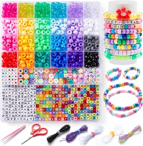1200 count Bracelet Making Kit, 24 Colors Pony Rainbow Kandi Beads, Friendship Bracelet Kit with Elastic Strings for  Making, Craft Gifts for Girls Adults