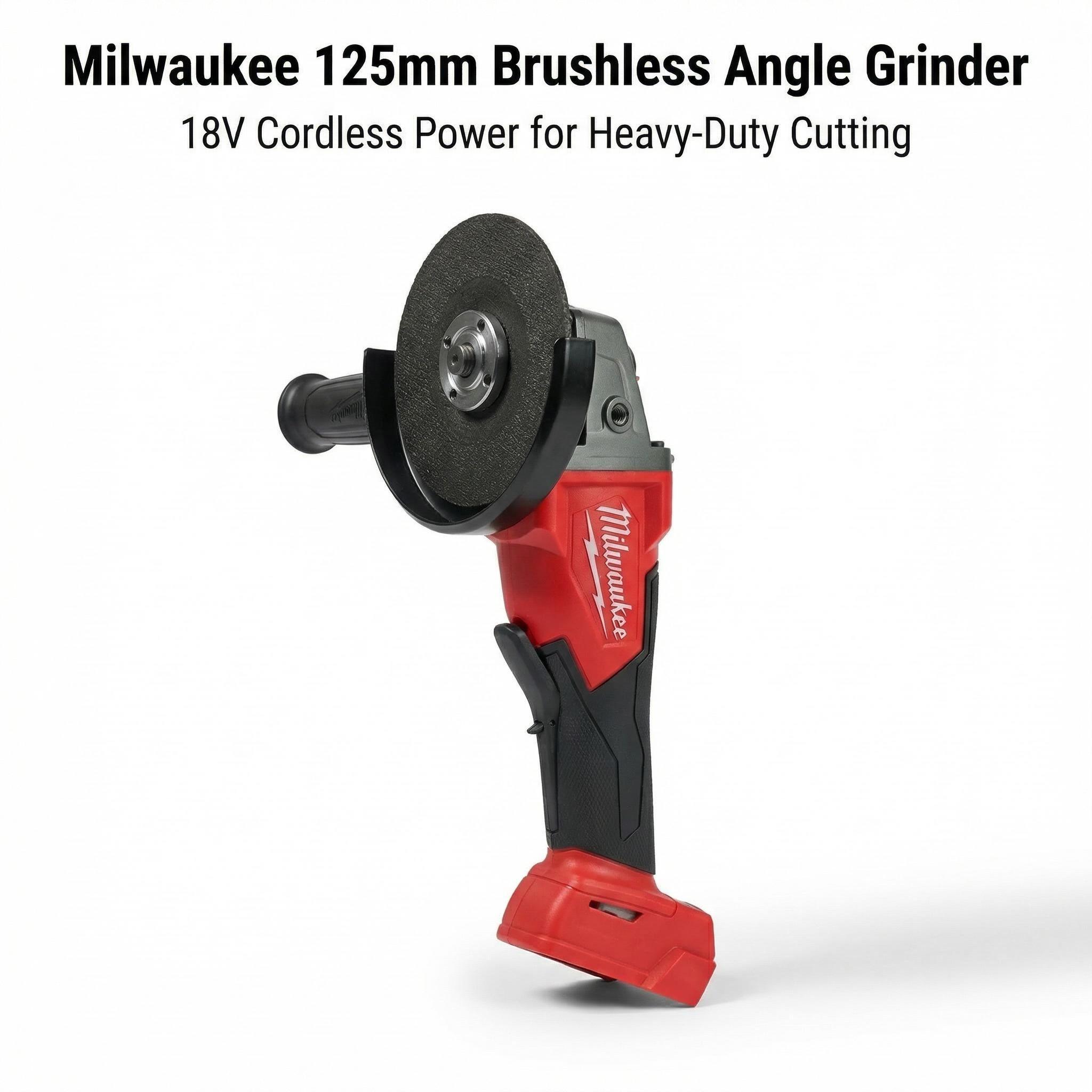 Milwaukee 18V Cordless Angle Grinder 125mm Bare Tool for Steel Cutting Grinding Brushless Motor