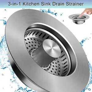 3-in-1 Magic Sink Stopper, Heavy Duty 304 Steel, Blocks Food Hair Clogs in Standard 3.5" Drains
