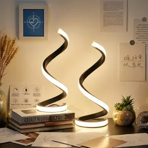 Set Of 2 Modern Spiral LED Desk Lamps, 3-Color Stepless Dimmable Nightstand Lights, USB-Powered Decorative Table Lamps for Bedroom, Living Room, Home Office & Study