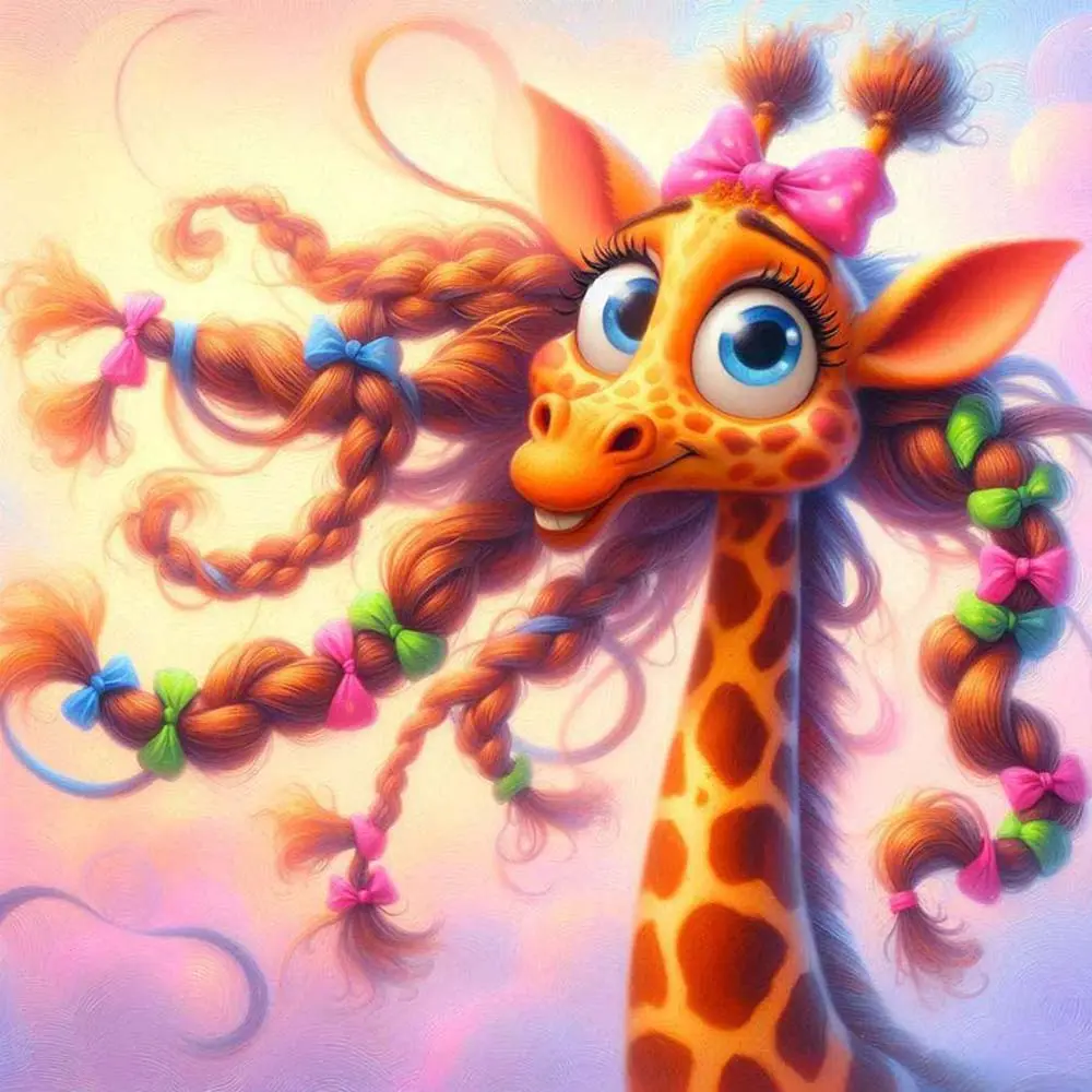 5D DIY Full Round Drill Diamond Painting Kit - Cute Giraffe Mosaic Canvas DIY Wall Art, Home Wall Decoration, Handicraft