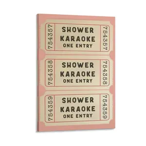 Funny Shower Karaoke Ticket Print Bathroom Canvas Poster Canvas Poster Bedroom Decor Sports Landscape Office Room Decor Gift Frames Ornaments Wall Decoration