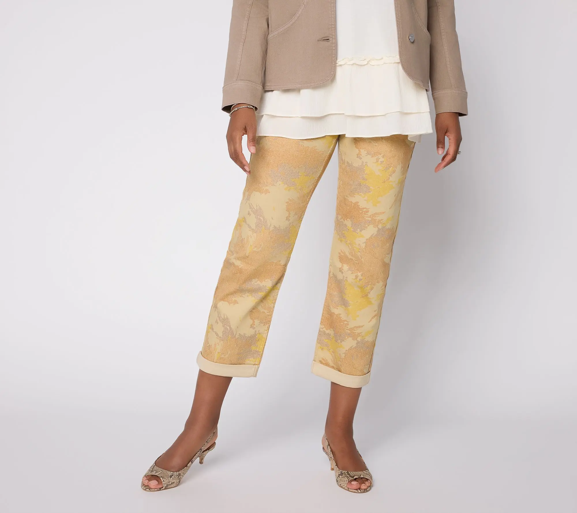 LOGO by Lori Goldstein Petite_Printed Boyfriend Ankle Jean