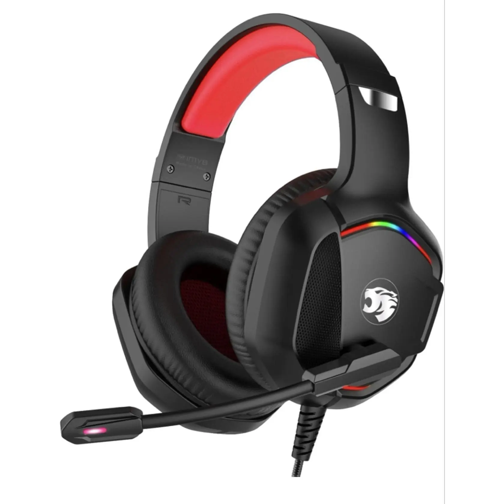 Red Gaming Headset with RGB Lighting and Comfortable Ear Cups for Enhanced Audio Experience