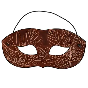 Genuine Leather Eye Mask Cosplay Costume with Embossed Maple Leaf Motifs Eye Mask Perfect for Roleplaying, LARP, Fantasy and Halloween Accessories Accessories Pack