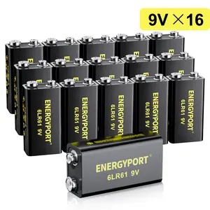 ENERGYPORT 9V Alkaline Batteries (16 Count) -  9 Volt 6LR61 Ultra Long-Lasting, Leakproof Design, 10-Year Shelf Life for Home and Office, Smoke/CO Detector, Electronics & Audio