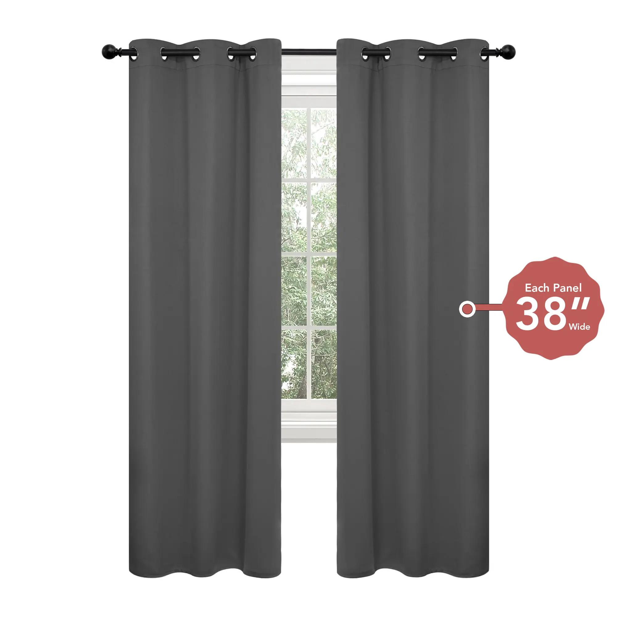 Deconovo Plain Blackout Curtains - 2-Panel 38W Short Home Decoration Drapes, Thermal Insulated, Noise Reduction, UV Resistant Window Panels with UV Shield for Living Room, Bedroom, Home Decoration Curtain