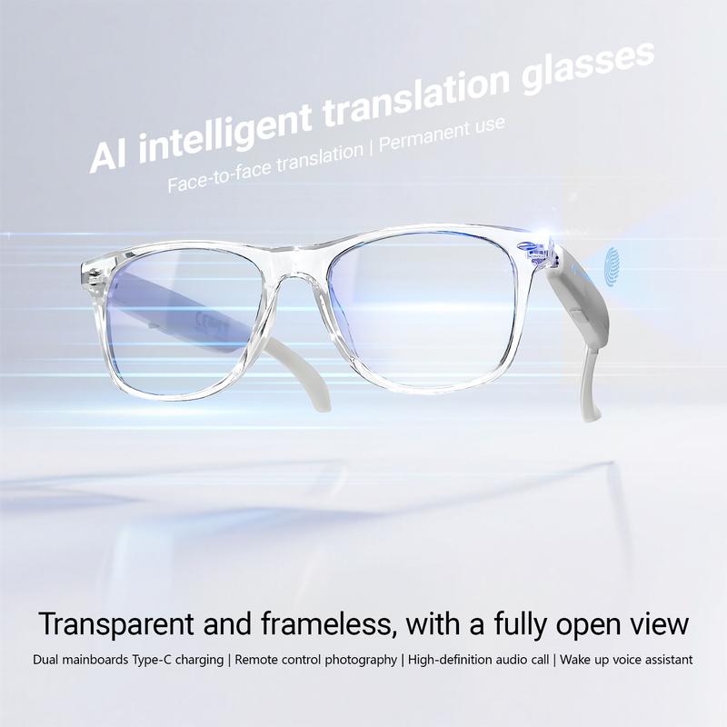 KOIPSSE smart glasses AI translation headphones TWS wireless smart device HIFI sound quality multi-function glasses BT5.4 black technology glasses unisex dual touch rechargeable long battery life can make phone calls sunglasses, Smart Audio Glasses