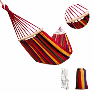 Portable Canvas Hammock with Anti-Rollover Design - 79" x 40" Single Size - Durable Fabric - Includes FREE Ropes & Carry Bag for Outdoor Camping & Backyard SummerVibes