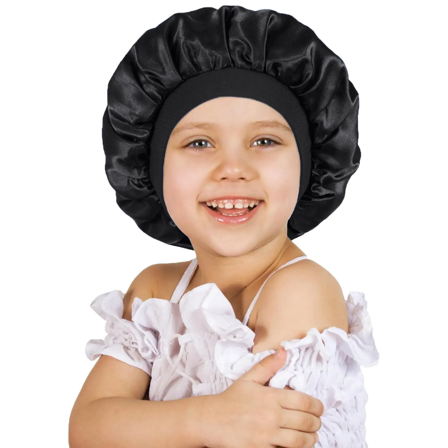 TwiceBeauty Silk Bonnet for Sleeping Satin Bonnets Soft Wide Elastic Band Hair Caps for Boys and Girls Stretchy Silk Bathroom Accessory Shower Cap