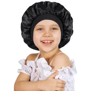 TwiceBeauty Silk Bonnet for Sleeping Satin Bonnets Soft Wide Elastic Band Hair Caps for Boys and Girls Stretchy Silk Bathroom Accessory