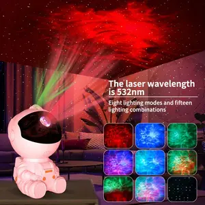 Flower Dance Astronaut Projection Lamp 5000K LED 7-Color Night Light USB Powered 360° Rotatable Head Remote Control for E-sports Rooms Home Theaters Decor - Lighting