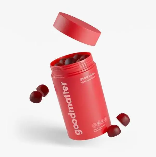 GoodMatter Good Vibes Mood & Confidence Gummies Daily Vitality Support w Saffron Maca & Ashwagandha Vegan Friendly Low Sugar Wild Berry Flavor !!!!!
