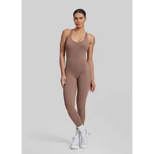 Form-Fitting Full Length Crossback Built-in Bra Sweat-Wicking Bodysuit | Gym Girl Collection | Breathable, Womenswear