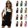 UANEO SummerVibes Women's Cotton Linen Short Overalls Casual Summer Bib Shortalls with Pockets Lady Comfort Minimalist