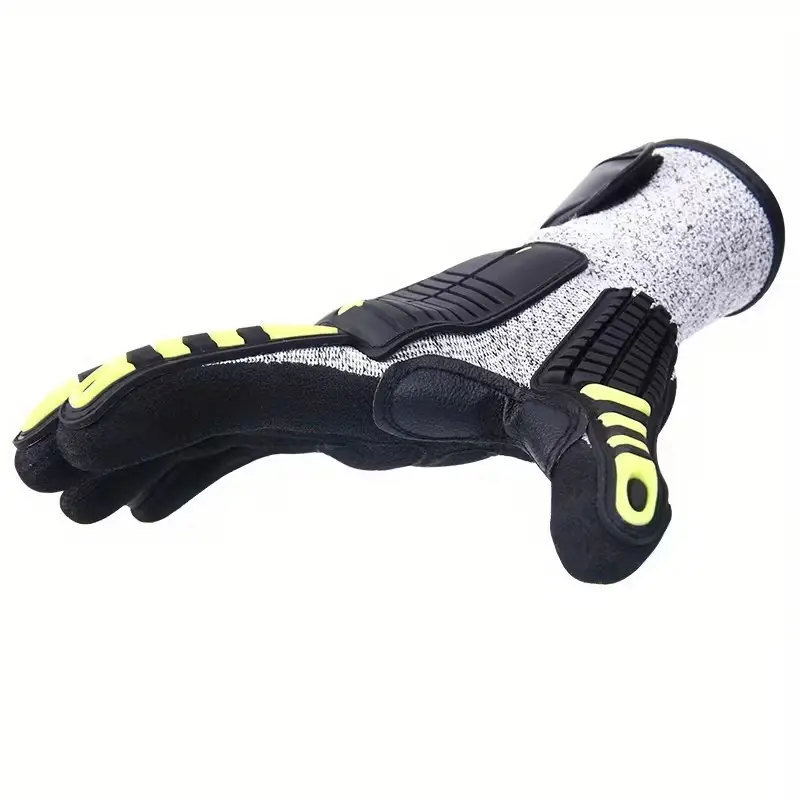 Anti-Cut Wear-Resistant Work Gloves, Protective Work Gloves, Heavy Duty Gloves, Adjustable Forearm Strap, Shock Absorption, Non-Slip Grip, Suitable for Mechanics, DIY