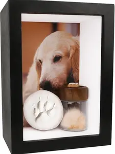 Dog Memorial Shadow Box Frame 5x7 with Paw Print Kit and Fur Keepsake Box Small Pet Memorial Frame Box for Dogs and Cats that Passed Pet Death Sympathy and Remembrance Gift for Pet Owners
