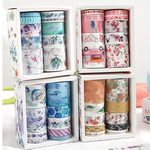 Random Color Washi Tape, 10 Rolls/box Cute Decorative Tape, DIY Material Stationery for Scrapbooking, Journaling, Gift Wrapping, Scrapbook Materials