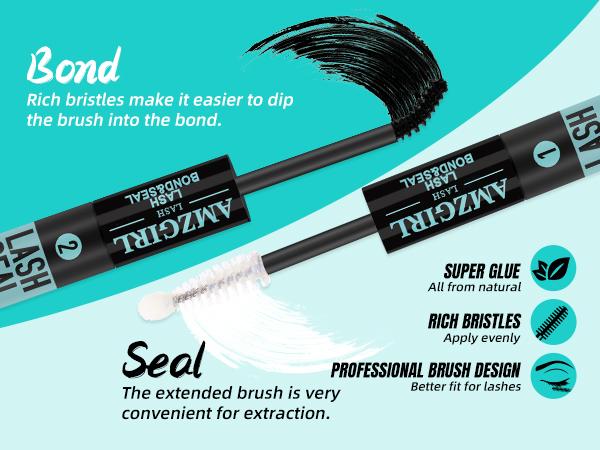 AMZGIRL LASH Bond & Seal 10ML Waterproof Cluster Lash Glue with Mascara Brush for Eyelash Extensions Strong Gentle Lash Cluster Glue