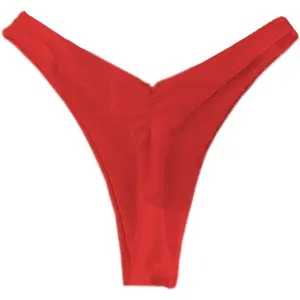 YELAIVP Women's Ruched Back Bikini Bottoms High Cut Bathing Suit Bottoms Cheeky Thong Swimsuit Bottom