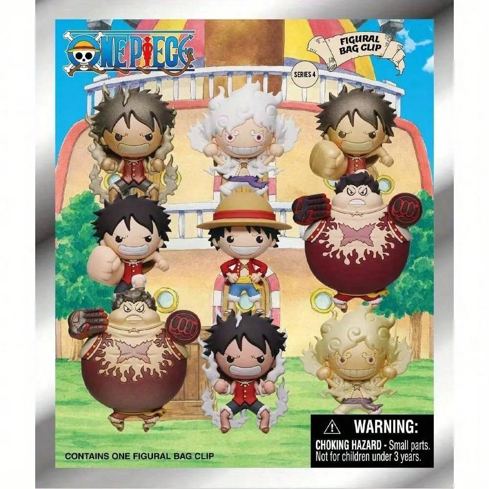 One Piece Officially Licensed Mystery Bulk Bag Clip, Random Series 3 Anime Characters Keychain, Trendy Cute Keychain, Cute Gifts for Family and Boyfriend, Cool Keychains