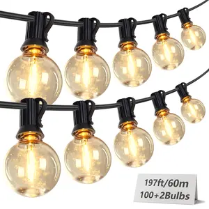 98 ft Outdoor String Lights, Waterproof Globe Patio Lights, 50 Bulbs