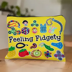 Anxiety-Themed Makeup Bag Organizer, Makeup Storage Bag, Makeup Pouch, Sensory Comfort Design, Rotating Anxiety Spinner, Multi-Color Durable Polyester, Travel Essentials