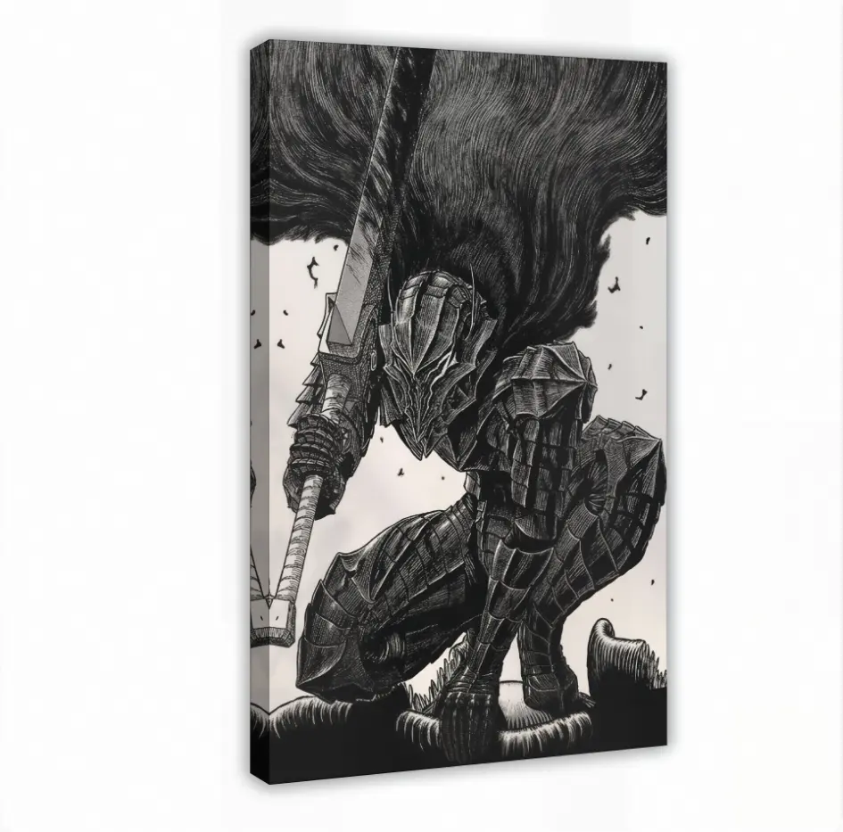 Anime Canvas Wall Art Anime Poster Berserk Anime Wall Art Berserk Guts Poster Framed Anime Decor Guts Canvas Wall Decor Room Ornaments Character Art Decoration