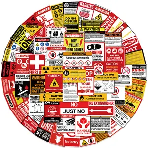 75pcs Warning Sign Stickers Cartoon Student Decorations, DIY Wall Decals for Laptops, Notebooks, Phone Cases, Travel Bags