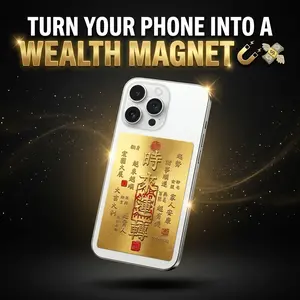 Feng Shui Wealth Manifestation Phone Sticker 3D Gold Foil Lucky Charm Amulet Eastern Spiritual Energy Decal Attract Good Luck Gift Money Magnet Energy Premium 3D Aesthetic Ultra-thin Design Zero Interference Versatile Clean Spiritual Gift