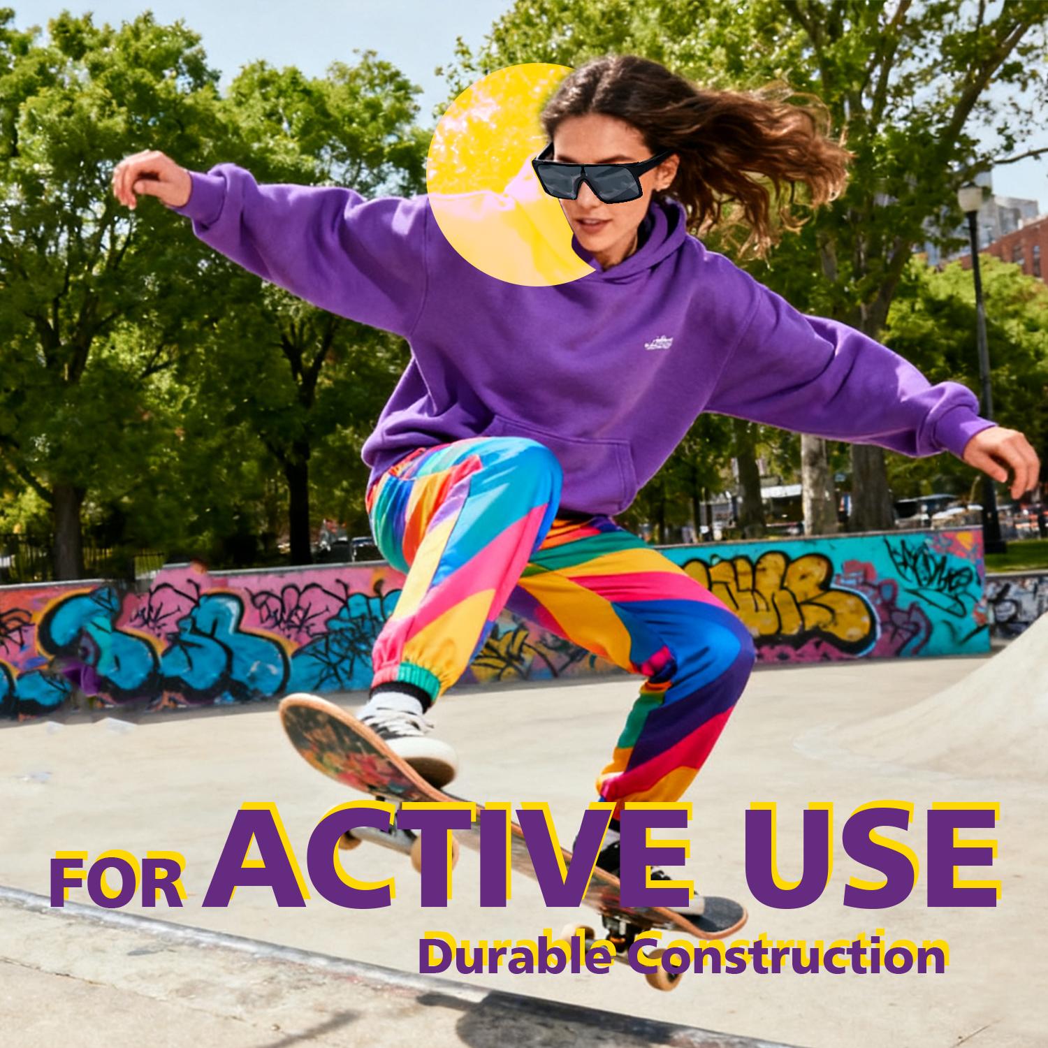 Black Frame Grey Lens Cycling Sunglasses, UV400 Protection PC Sports Glasses for Men Women