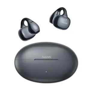 NANK Ultra Clip On Earbuds, Wireless Bluetooth 5.4 Wireless Open Ear Clip-on Headphones, Adaptive Comfort & Secure Fit, AI Noise Cancelling Calls, 24H Playtime, IPX5 Waterproof for Workdays Sports