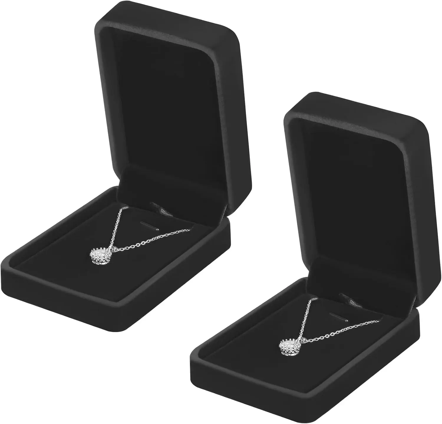 2 Pieces Classic Velvet Necklace Pendant Box for Jewelry Gift, Small Jewellry Storage Display Case for Wedding Engagement Birthday Anniversary