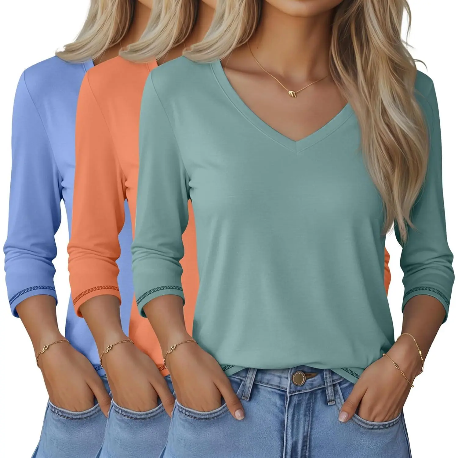 Sky Blue, Gray Green, Light Orange