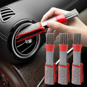 Car Air Conditioner Cleaning Brush, Car Air Conditioner Crevice Brush, Double Head Design Dashboard Soft Bristle Dust Brush, Car Interior Cleaning Brush, Car Cleaning Tool