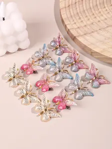 Glitter Butterfly Hair Clips, Prom Mom Hair Clip, Sweet Butterfly Design Hairpins, Elegant Bow Hair Claws, Plastic Material, Perfect for Parties and Dates