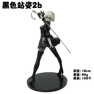 NieR Automata Figure Full Set, 2B 9S A2 Sitting Anime Statue Collection Figurine
