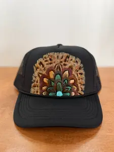 Black Feather Detailed Trucker Hat